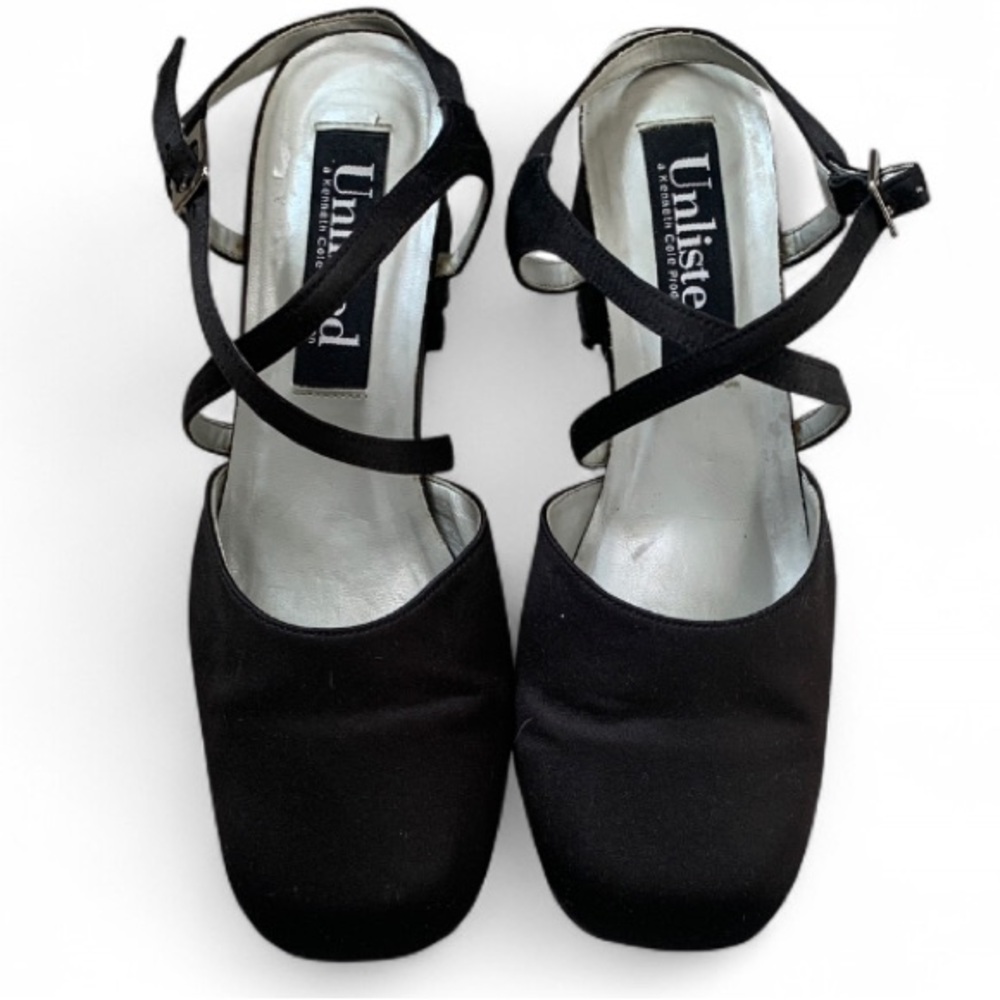 Vintage Unlisted Black Strappy Square-Toe Heels